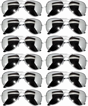 12 Pack Aviator Sunglasses Mirrored Lens, Womens Mens Wholesale Eyewear with Black, Silver, Gold Frames