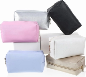 12 Pcs Aesthetics Makeup Bag PU Leather Cosmetic Bag Makeup Pouch Bulk Plain Cosmetic Pouch Waterproof Toiletry Bag for Christmas Party Gift Travel Cosmetic Organizer for Women