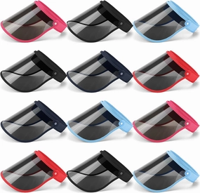 12 Pcs Sun Visors Hat Women UV Protection Clear Outdoor Beach Sports Golf Hat Roll up Adjustable Outdoors Wide Brim Visor Cap Work Cap for Women Men Yard Summer
