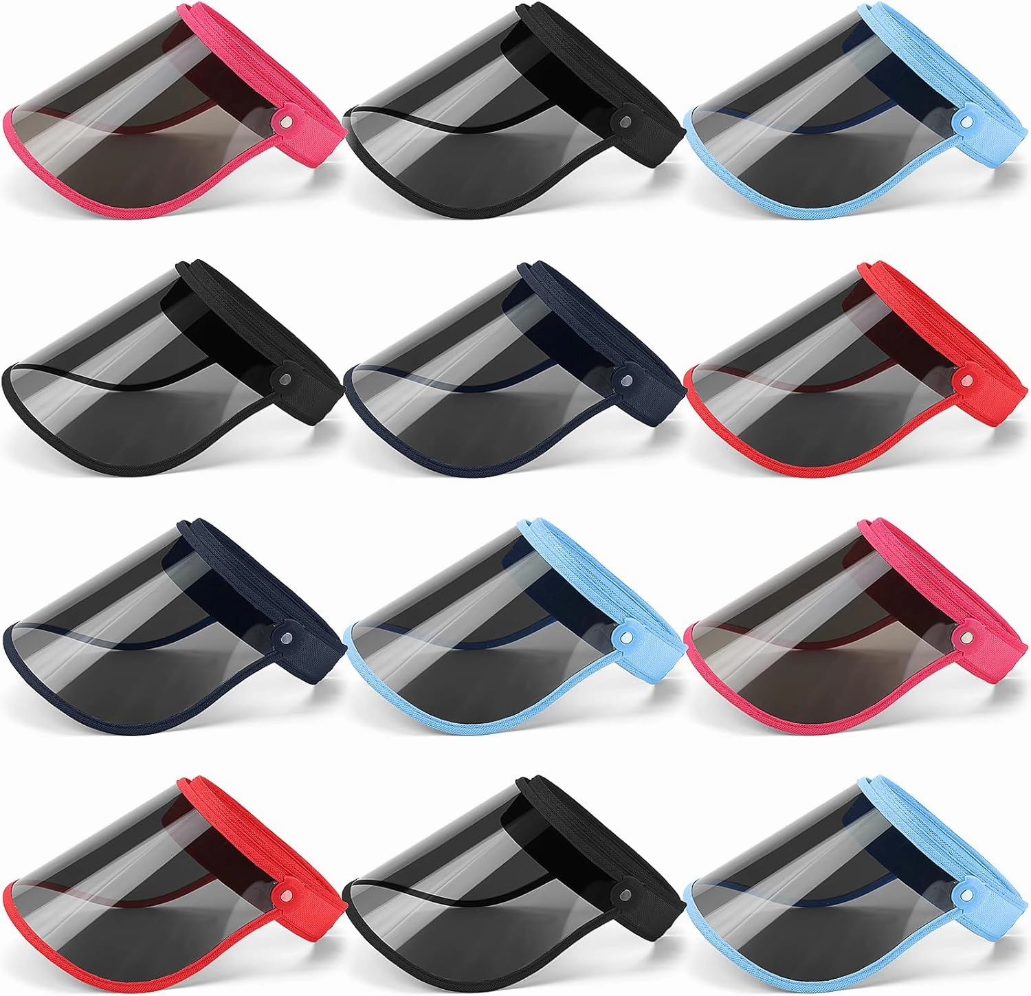 12 Pcs Sun Visors Hat Women UV Protection Clear Outdoor Beach Sports Golf Hat Roll up Adjustable Outdoors Wide Brim Visor Cap Work Cap for Women Men Yard Summer