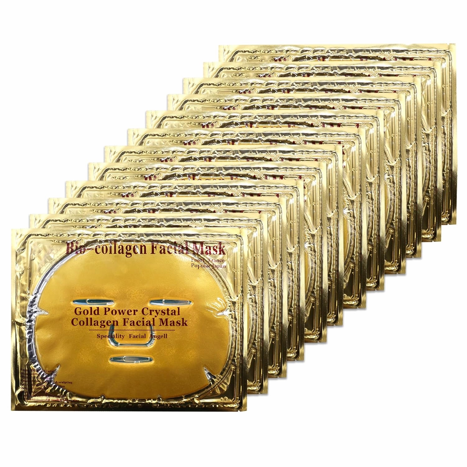 12PCS Collagen Facial Masks - Skin Care Hydrating Face Sheet Mask with Hyaluronic Acid & Hydrolyzed Collagen Mask for Deeply Moisturizing & Anti Wrinkles & Refreshing Skin, 24K Gold