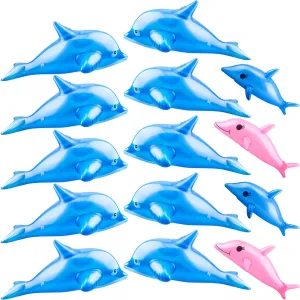 14 Pack Inflatable Dolphin Including 10 Pack 27 inch Blow up Dolphin and 4 Pack 20 inch Inflatable Dolphin Pool Toys for Beach Poolside Aquatic Themed Party Decoration, 2 Colors