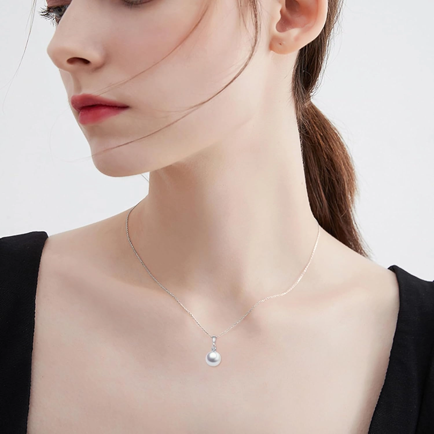 14K Gold Pearl Pendant Necklace for Women (Freshwater Cultured Pearl), Real Gold Present Jewelry Gifts for Wife Girlfriend Mother Mom, 16"-18"