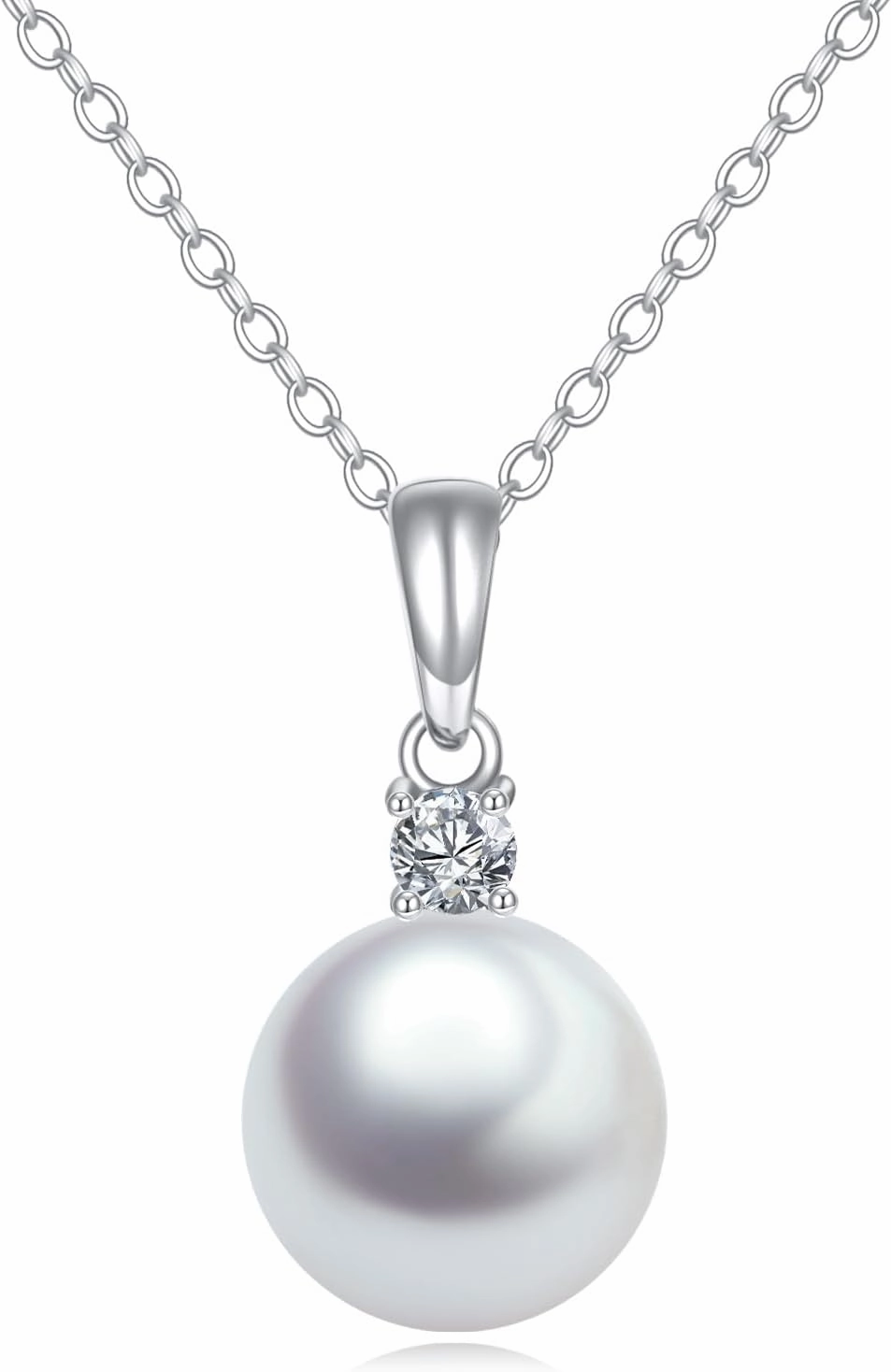 14K Gold Pearl Pendant Necklace for Women (Freshwater Cultured Pearl), Real Gold Present Jewelry Gifts for Wife Girlfriend Mother Mom, 16"-18"