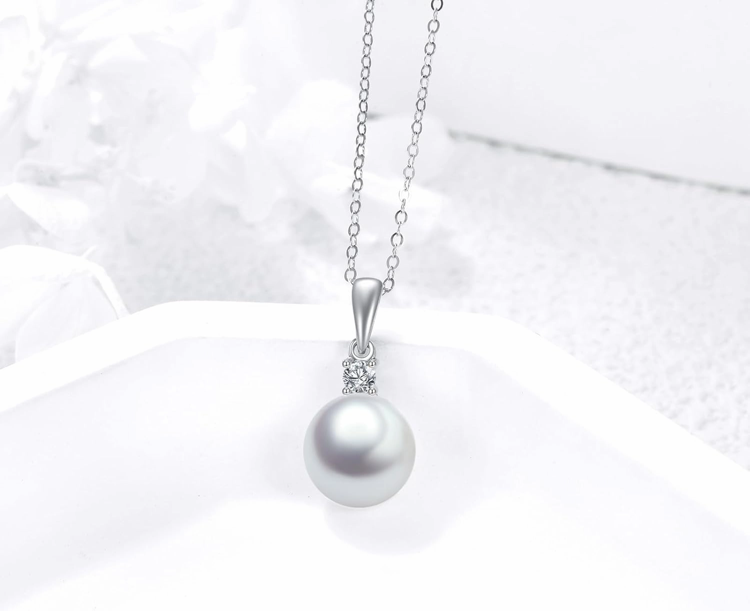 14K Gold Pearl Pendant Necklace for Women (Freshwater Cultured Pearl), Real Gold Present Jewelry Gifts for Wife Girlfriend Mother Mom, 16"-18"