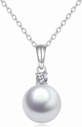 14K Gold Pearl Pendant Necklace for Women (Freshwater Cultured Pearl), Real Gold Present Jewelry Gifts for Wife Girlfriend Mother Mom, 16"-18"