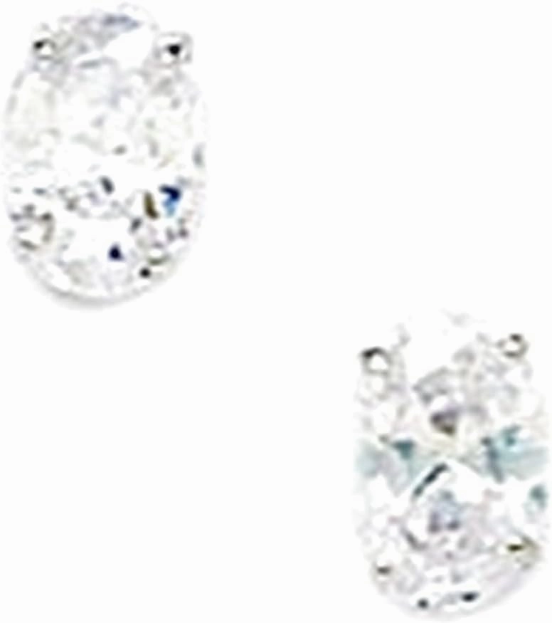 14k White Gold 6x6mm Oval CZ Simulated Diamond Basket Set Earrings Stud Earring for Women