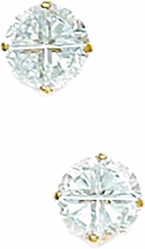 14k Yellow Gold 6mm 4 Segment Round CZ Simulated Diamond Basket Set Earrings Stud Earring for Women
