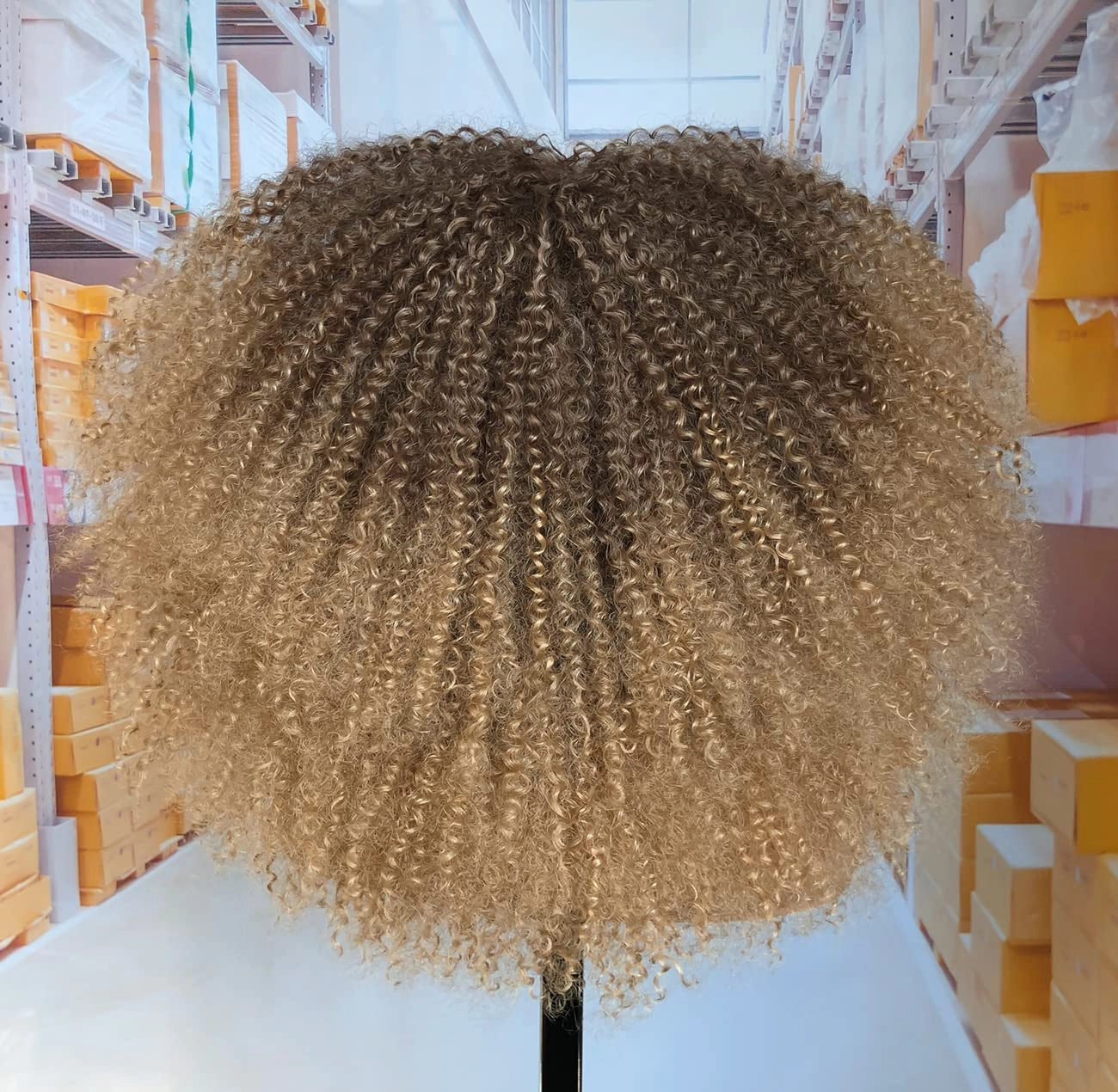 18Inch Long Curly Wig With Bangs for Black Women Afro Bomb Kinky Curly Wig Fluffy and Soft Synthetic Hair（33/27）