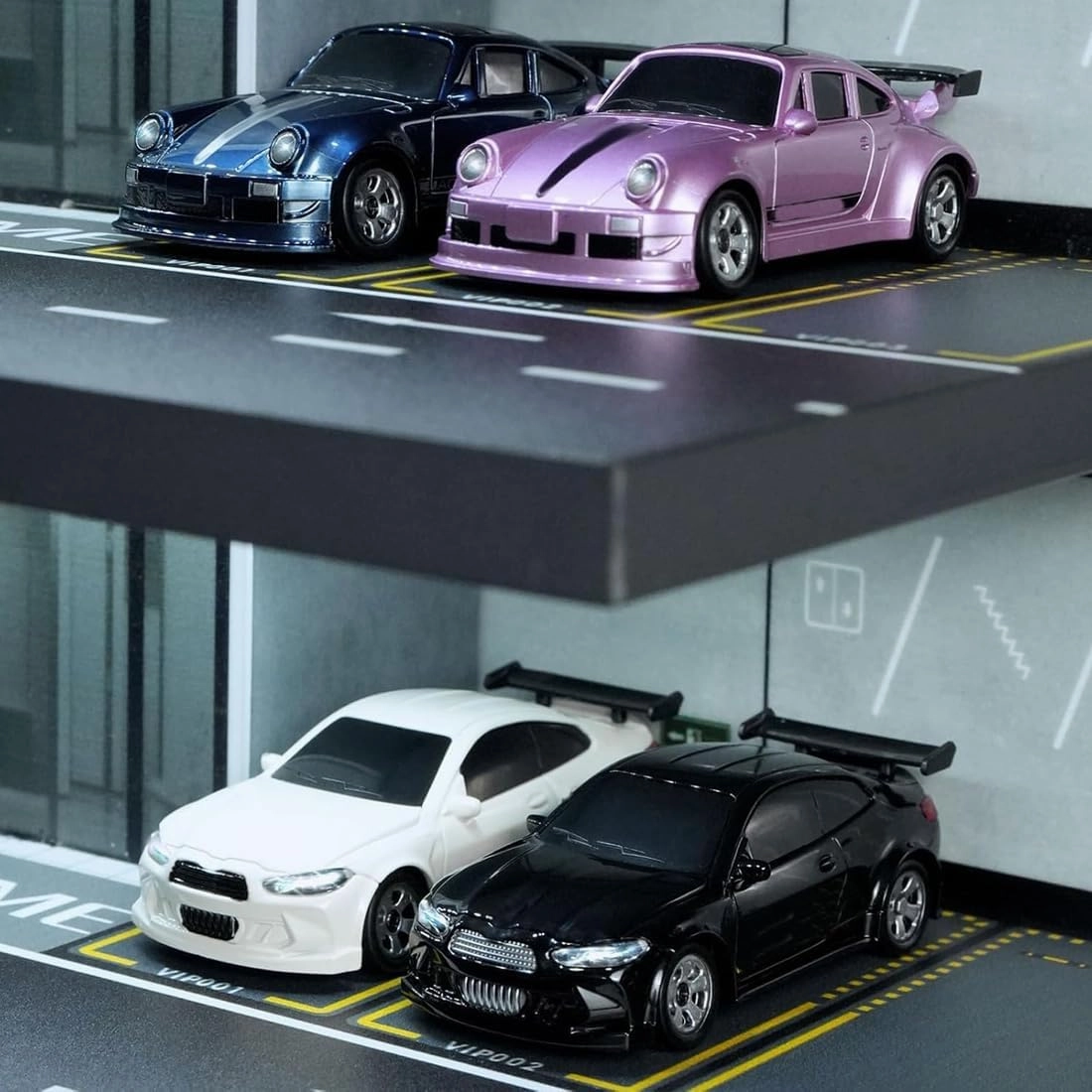 1/64 Scale Drift RC Car with Roadblock, 2.4GHZ Mini Racing Drift RC Car Model, 4WD Racing Mini Cars for Adult Enthusiasts