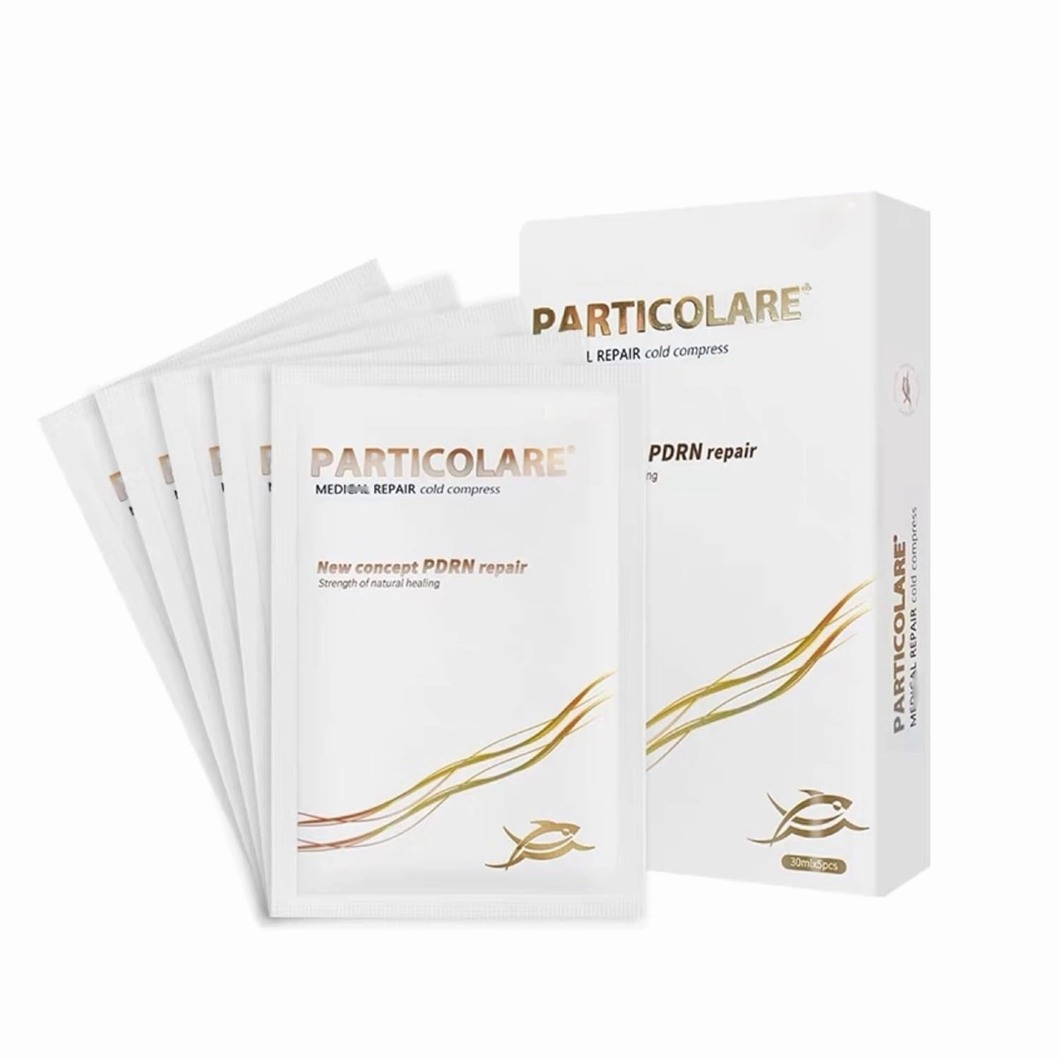1 Box Particolare Facial Mask Collagen/Hyaluronic Acid Soothing Hydrating Moisturizing Facial Mask, 30ml *5 (Gold Facial Mask)