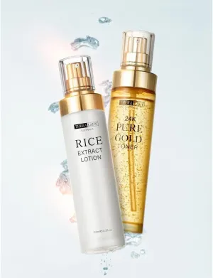 1PC Theralady 24k Pure Gold Toner/Rice Extract Lotion, Soothing Firming Hydrating Moisturizing Skin Skin Care Lotion/Toner, 120ml (Rice Extract Lotion)