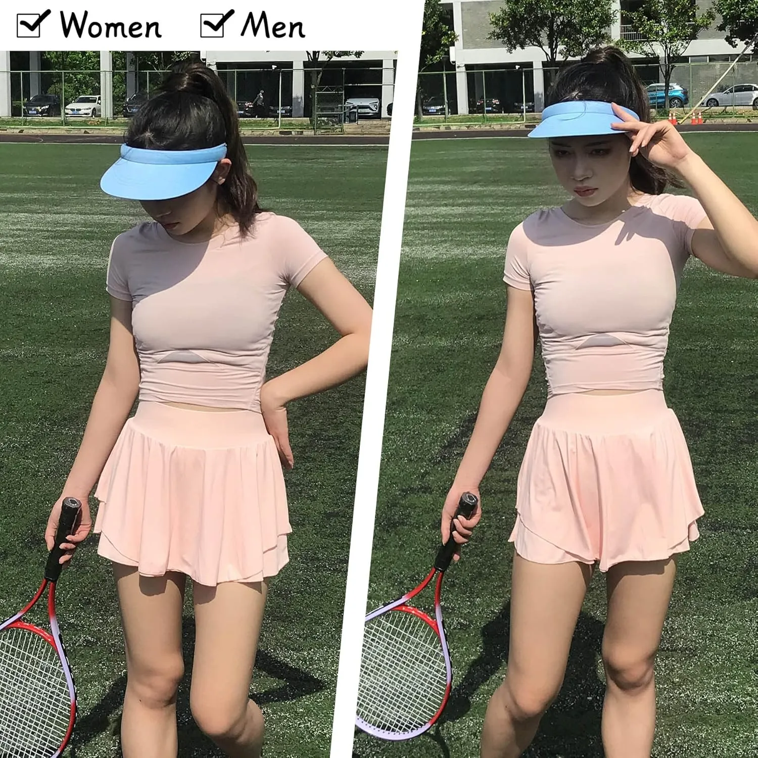 2 Pack Visor Women Men Sun Hat Clip On Visors Adjustable Sport Wide Brim Cap