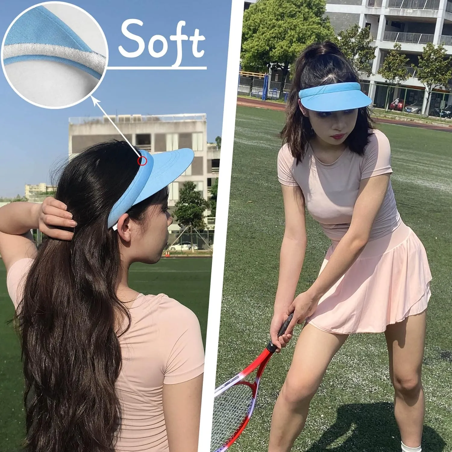 2 Pack Visor Women Men Sun Hat Clip On Visors Adjustable Sport Wide Brim Cap