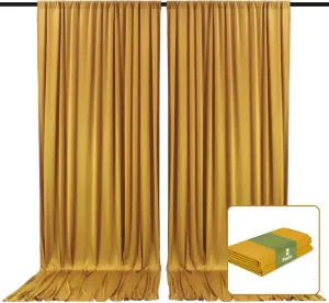 2 Panels Gold Backdrop Curtain, 10 x 7 Feet Background Curtains for Parties, Weddings, Baby Showers, Bachelorette Halloween, Christmas Birthday Party Photoshoot Backdrop Curtains Decorations