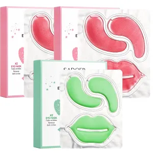 20 Pair Rose   10 Pair Aloe Vera Under Eye Mask & Lip Mask Skincare Set, Lip Patches & Under Eye Patches for Puffy Eyes, Dark Circles, Dry Lips Lines, Moisturizing for Women & Men Skincare