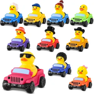 20 Pcs Jeep Ducks Rubber Ducks, 2.8 Inch Jeep Ducks for Ducking, 10 Rubber Ducks Assortment with 10 Jeeps, Ducks for Jeeps Collection, Birthday Gifts Party Favors, Baby Bath Toy