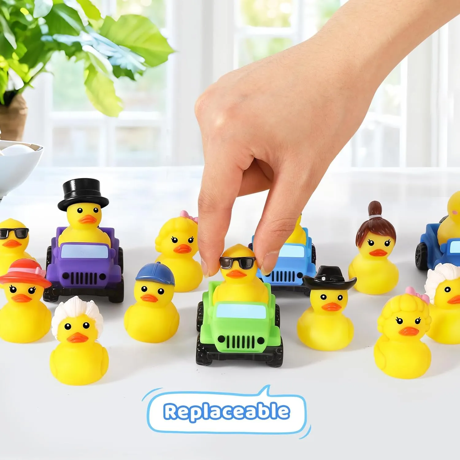 20 Pcs Jeep Ducks Rubber Ducks, 2.8 Inch Jeep Ducks for Ducking, 10 Rubber Ducks Assortment with 10 Jeeps, Ducks for Jeeps Collection, Birthday Gifts Party Favors, Baby Bath Toy