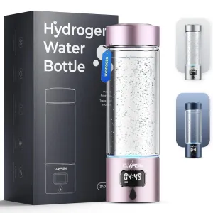 2025 Hydrogen Water Bottle Generator-Portable Hydrogen Water Ionizer Machine-SPE/PEM Technology-Athletic Performance & Hydration System-Alternative to Hydrogen Water Pitcher(Pink)