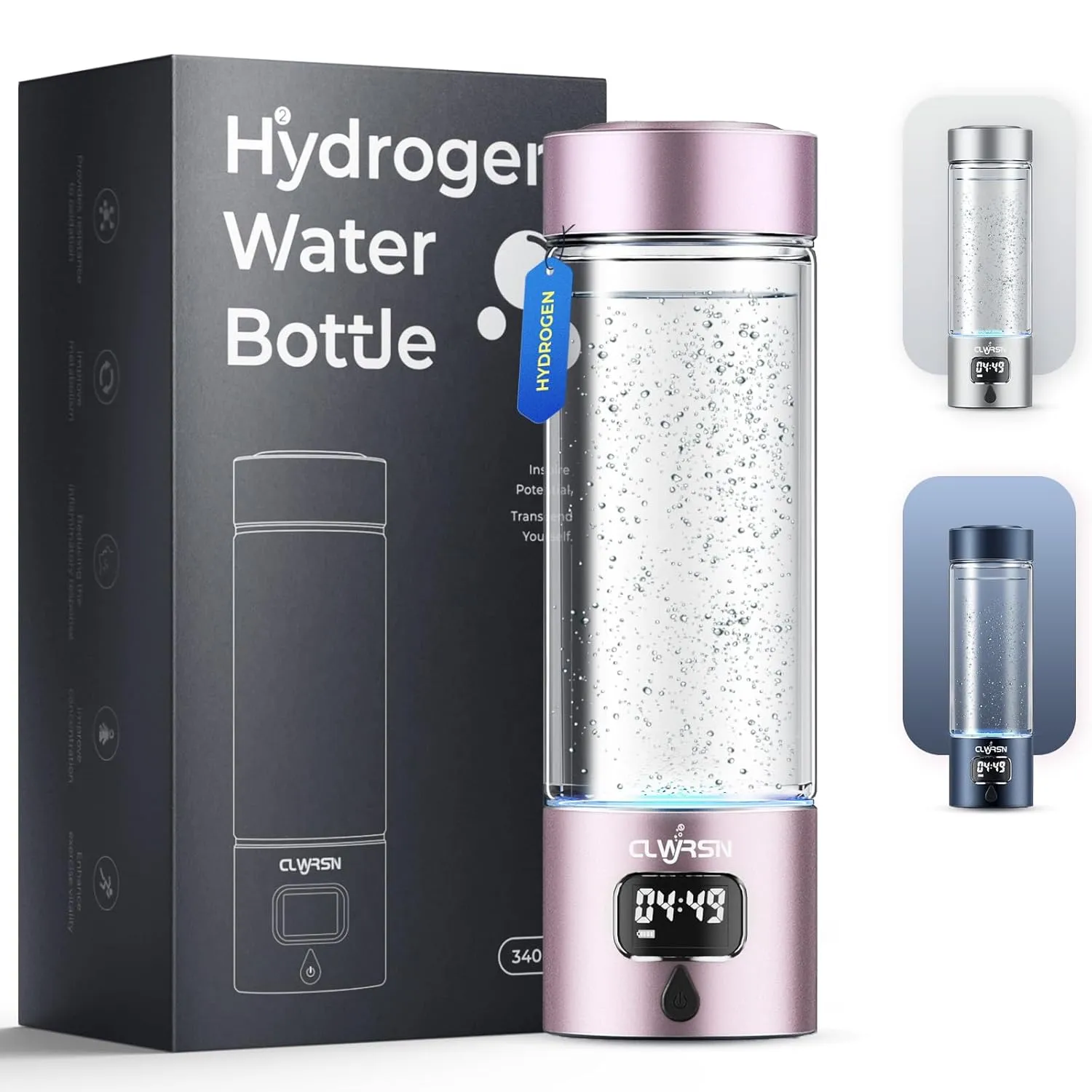 2025 Hydrogen Water Bottle Generator-Portable Hydrogen Water Ionizer Machine-SPE/PEM Technology-Athletic Performance & Hydration System-Alternative to Hydrogen Water Pitcher(Pink)