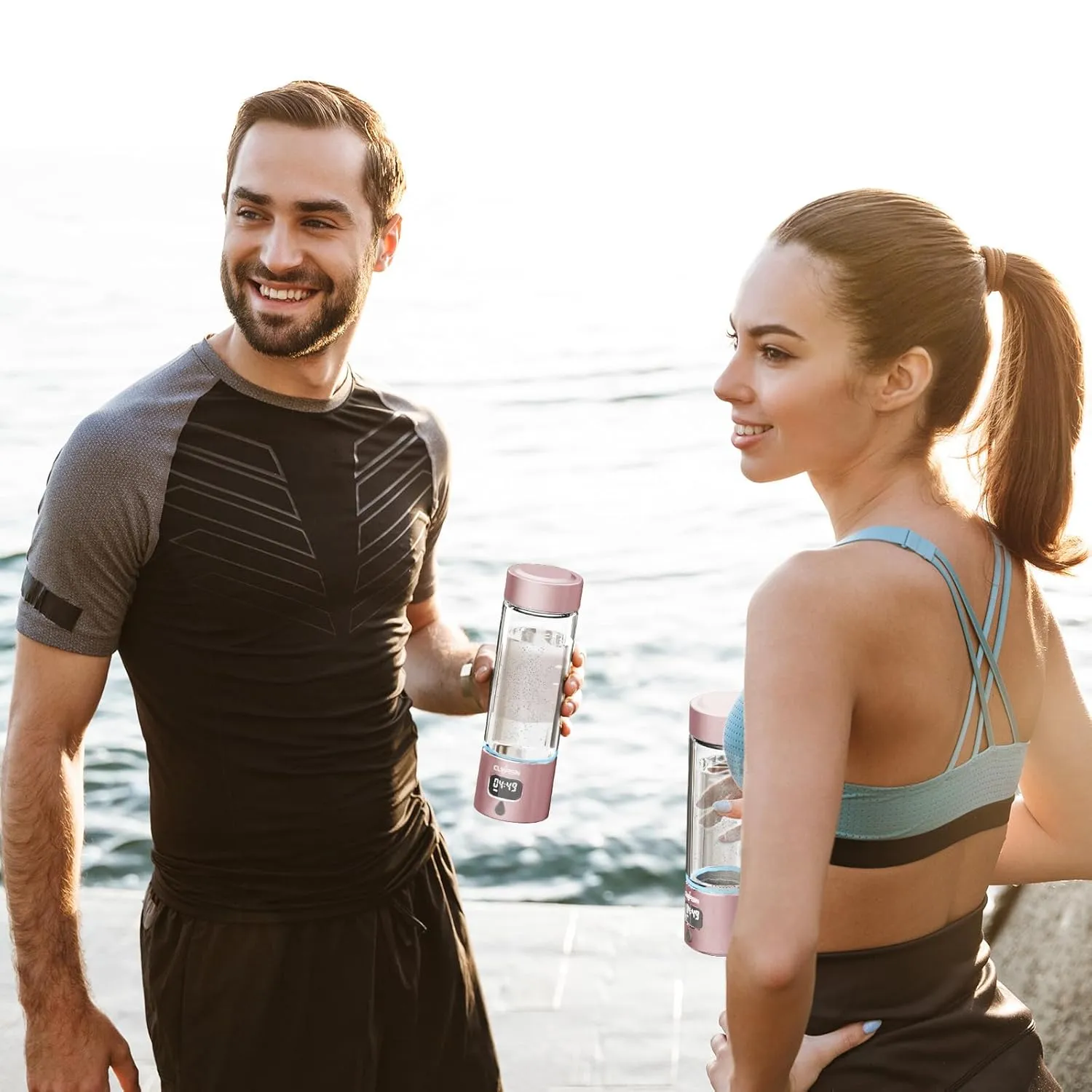 2025 Hydrogen Water Bottle Generator-Portable Hydrogen Water Ionizer Machine-SPE/PEM Technology-Athletic Performance & Hydration System-Alternative to Hydrogen Water Pitcher(Pink)