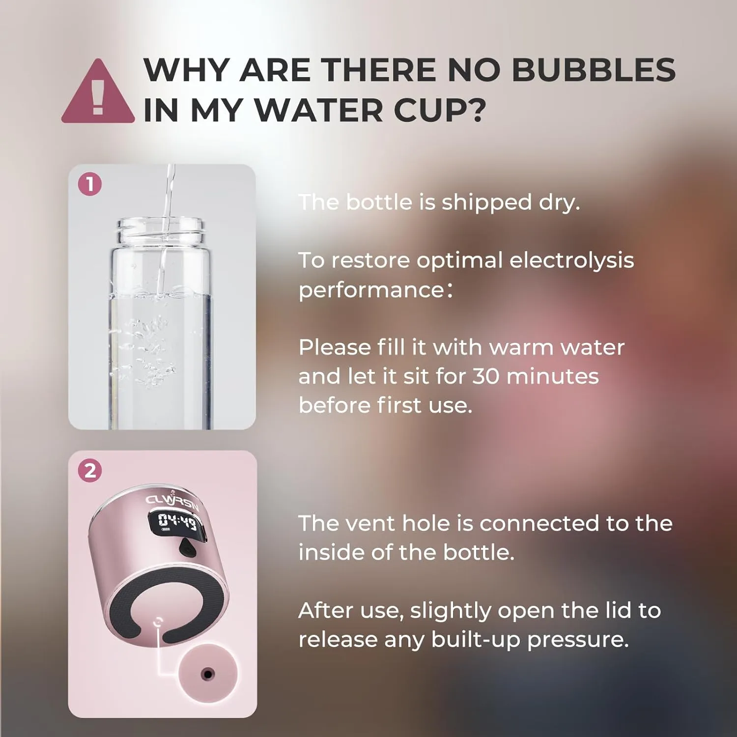 2025 Hydrogen Water Bottle Generator-Portable Hydrogen Water Ionizer Machine-SPE/PEM Technology-Athletic Performance & Hydration System-Alternative to Hydrogen Water Pitcher(Pink)