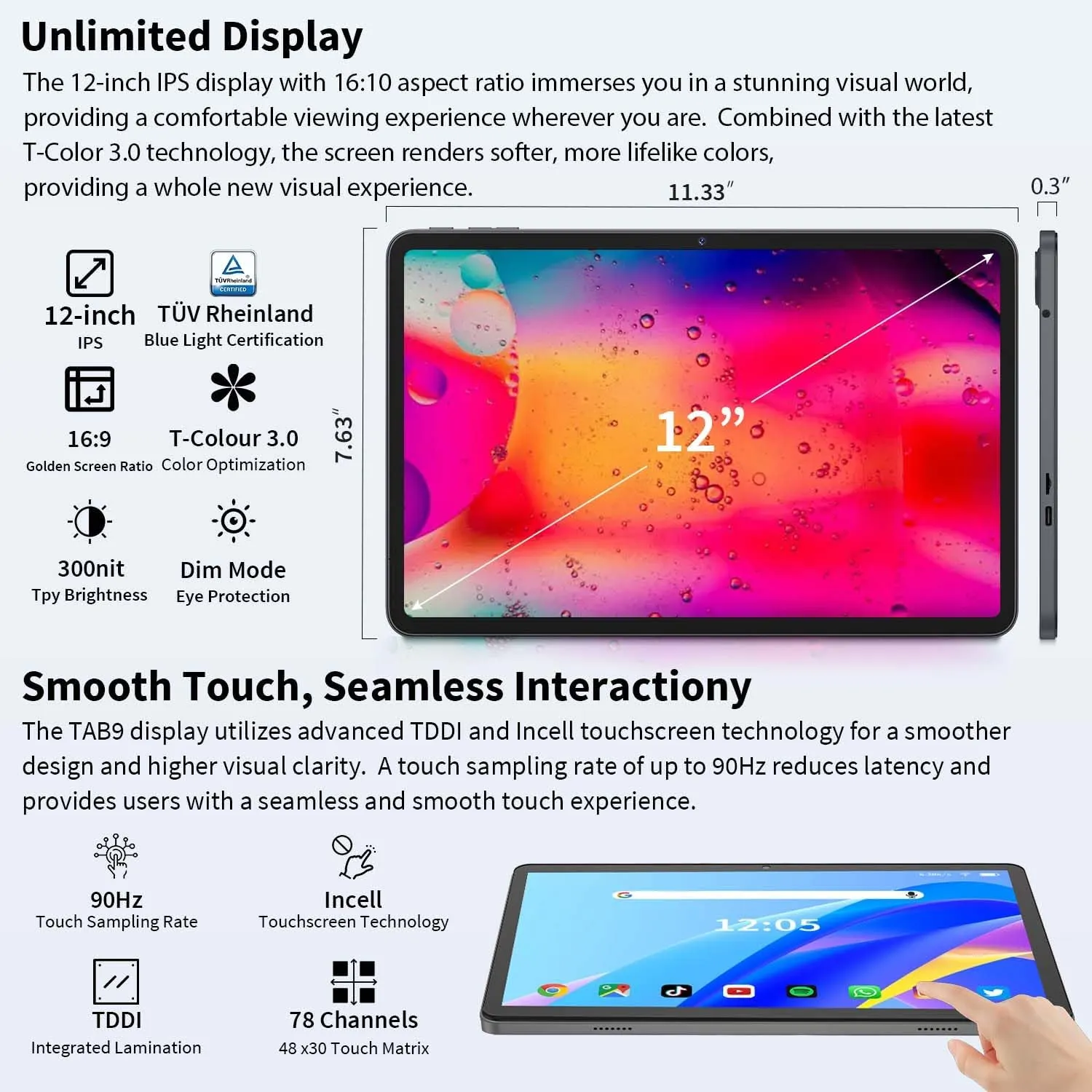 2025 Upgraded Android 15 Tablet, 12 inch Android Tablet with Keyboard, 24GB RAM 128GB ROM(1TB Expand), Octa-Core, 2K 2000x1200 Display, 16MP Dual Camera, 8000mAh, 5G WiFi, GPS, Bluetooth 5.0（Pink）