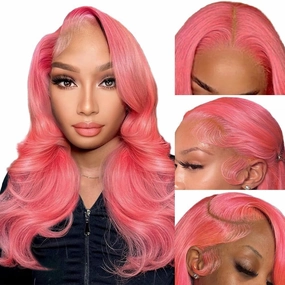 20 Inch Pink Lace Front Wig Human Hair 13x4 HD Lace Pink Body Wave Wig Human Hair Pre Plucked Colored Body Wave Wig For Women 150% Density Strawberry Body Wave Lace Front Wig