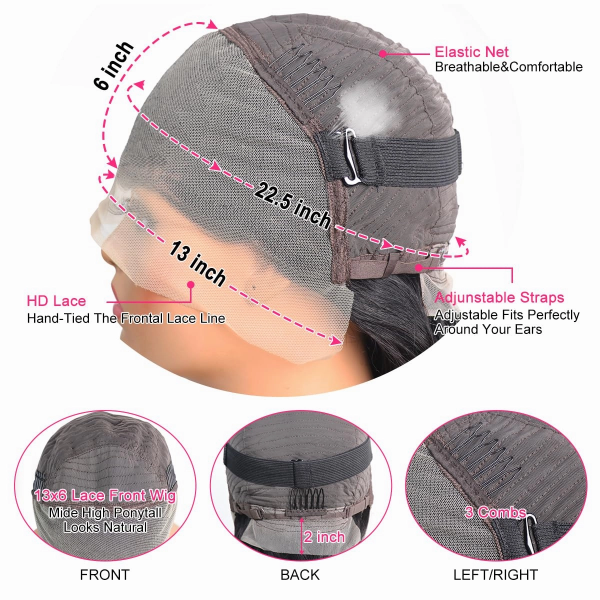 20 Inch Straight Lace Front Wigs Human Hair 13x6 HD Lace Front Wigs Human Hair 10A Brazilian Virgin Human Hair Wigs for Black Women 13x6 Straight Wigs Pre Plucked Lace Frontal Wigs