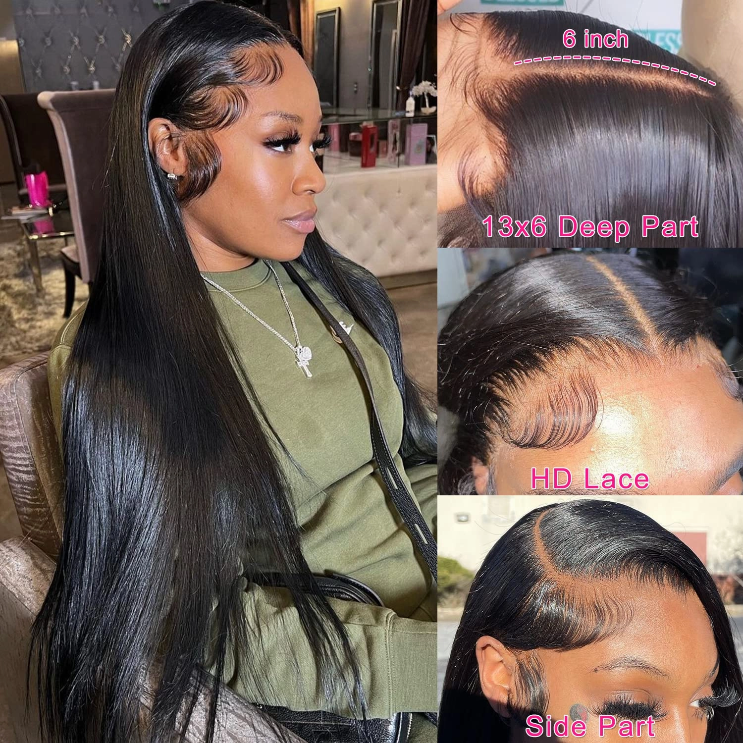 20 Inch Straight Lace Front Wigs Human Hair 13x6 HD Lace Front Wigs Human Hair 10A Brazilian Virgin Human Hair Wigs for Black Women 13x6 Straight Wigs Pre Plucked Lace Frontal Wigs