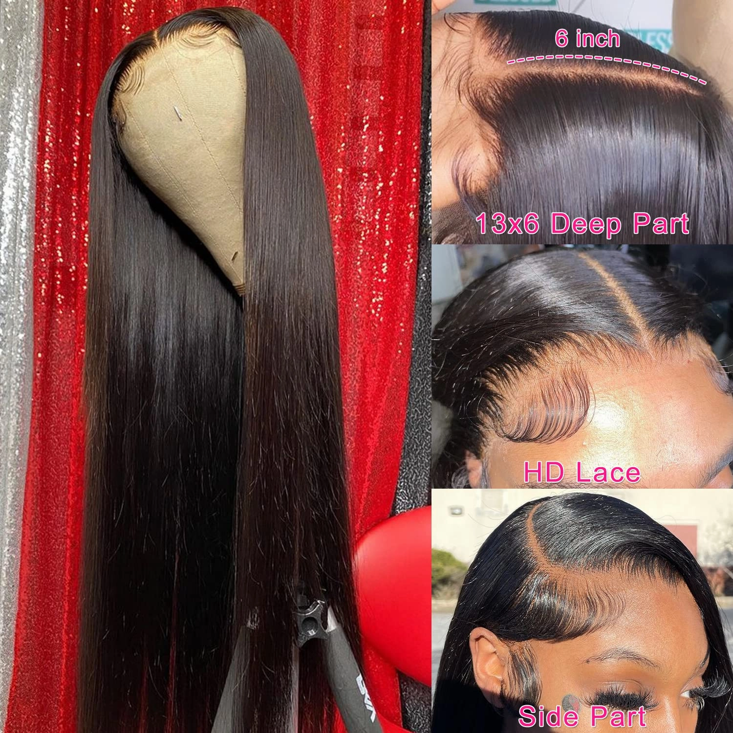 20 Inch Straight Lace Front Wigs Human Hair 13x6 HD Lace Front Wigs Human Hair 10A Brazilian Virgin Human Hair Wigs for Black Women 13x6 Straight Wigs Pre Plucked Lace Frontal Wigs