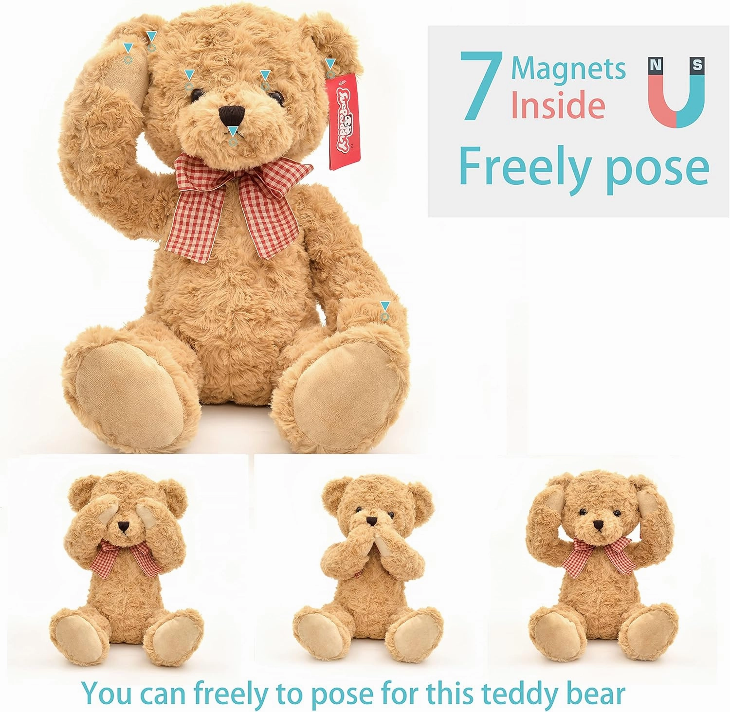 20" Posed Teddy Bear Stuffed Animal Cute Plush Toy for Girl Kids (Light Brown)