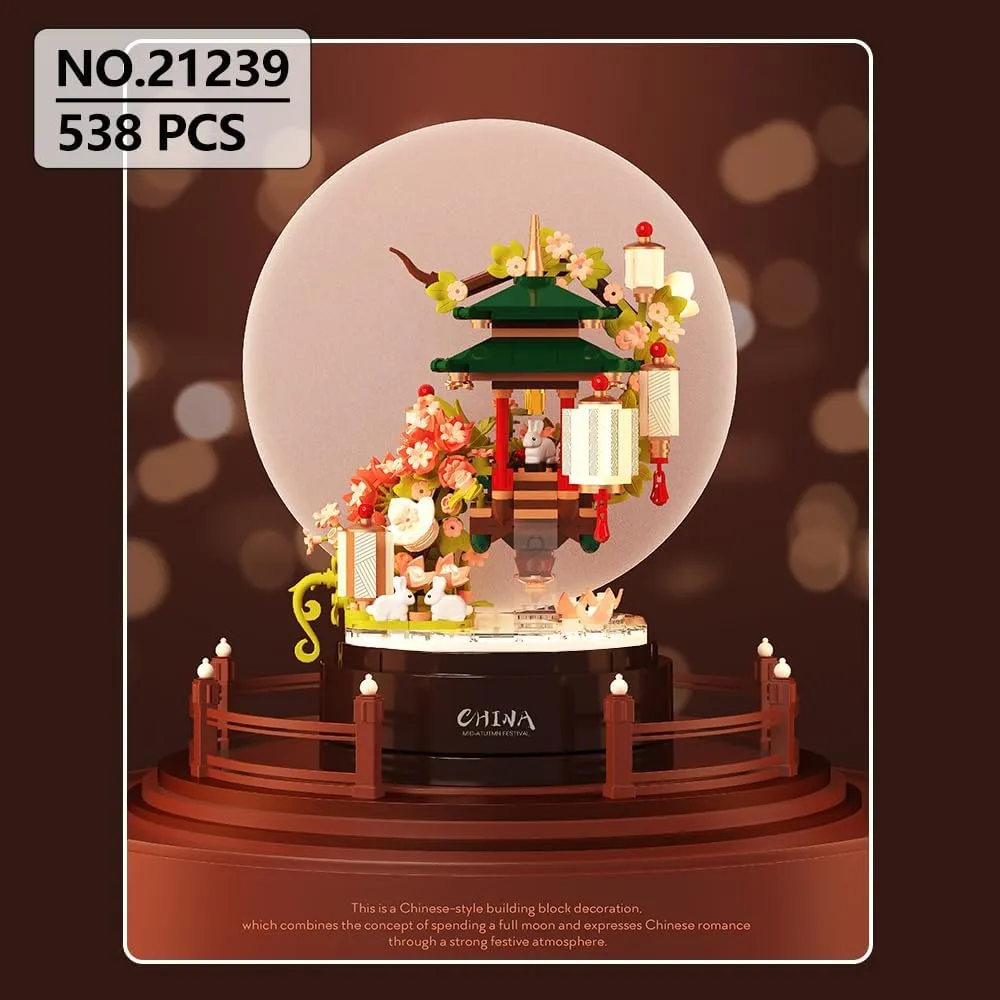 21239 Micro Bricks Chinese Style Loft Building Blocks Set, 538 Pieces MOC Idea DIY Miniature Craft Kit for Home Decor, STEM Clamping Blocks Gift for Boys Girls Teens and Adults