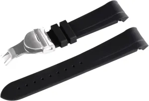 22mm watchband Black Waterproof Soft Silicone Rubber Wrist Watch Band Silver Gold Clasp Buckle for Tudor Strap