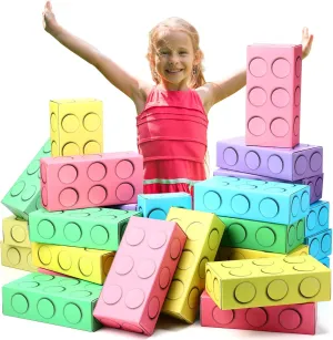 24 Pack Cardboard Building Blocks, Colorful Paper Building Bricks 9.8" x 4.7" x 2.8" for Kids Birthday Stacking Game Party Favors(Macaron Color)