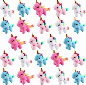 24 Pack Mini Stuffed Unicorn Animal Toys Bulk Cute Small Plush Unicorn Rainbow tuffed Unicorn for Christmas Easter Wedding Birthday Party Favors Gift Goodie Bag Stuffer (Color Style 2)