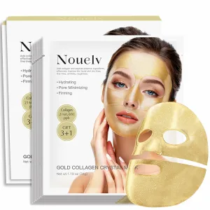 24K Gold Bio-Collagen Real Deep Mask,Hydrating Hydrogel Pure Collagen Films Deep Hydrating Firming Hydrogel,Anti Wrinkle Lifting Mask 34g x8ea(2Box)