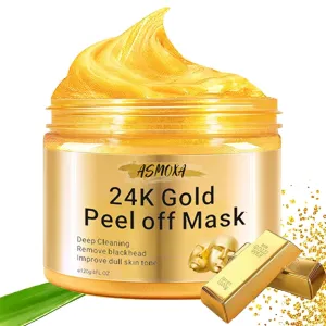 24K Gold Peel Off Mask,Collagen Face Mask, Hydrating Overnight Hydrogel Mask,Gentle Skin Care, Pore Minimizing, Elasticity Improvement