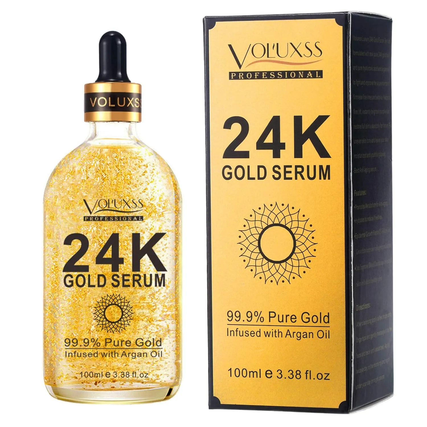 24K Gold Serum for Face,Skin Brightening Anti Aging Face Serum Moisturizer with Vitamin C,Hyaluronic Acid & Argan Oil for Dark Spots & Fine Lines,Korean Skin Care Glow Collagen Booster Serum