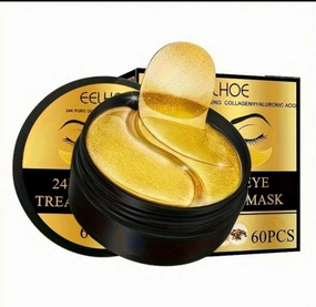 24K Gold Under Eye Mask Treatment, 60 Pieces, with Hyaluronic Acid