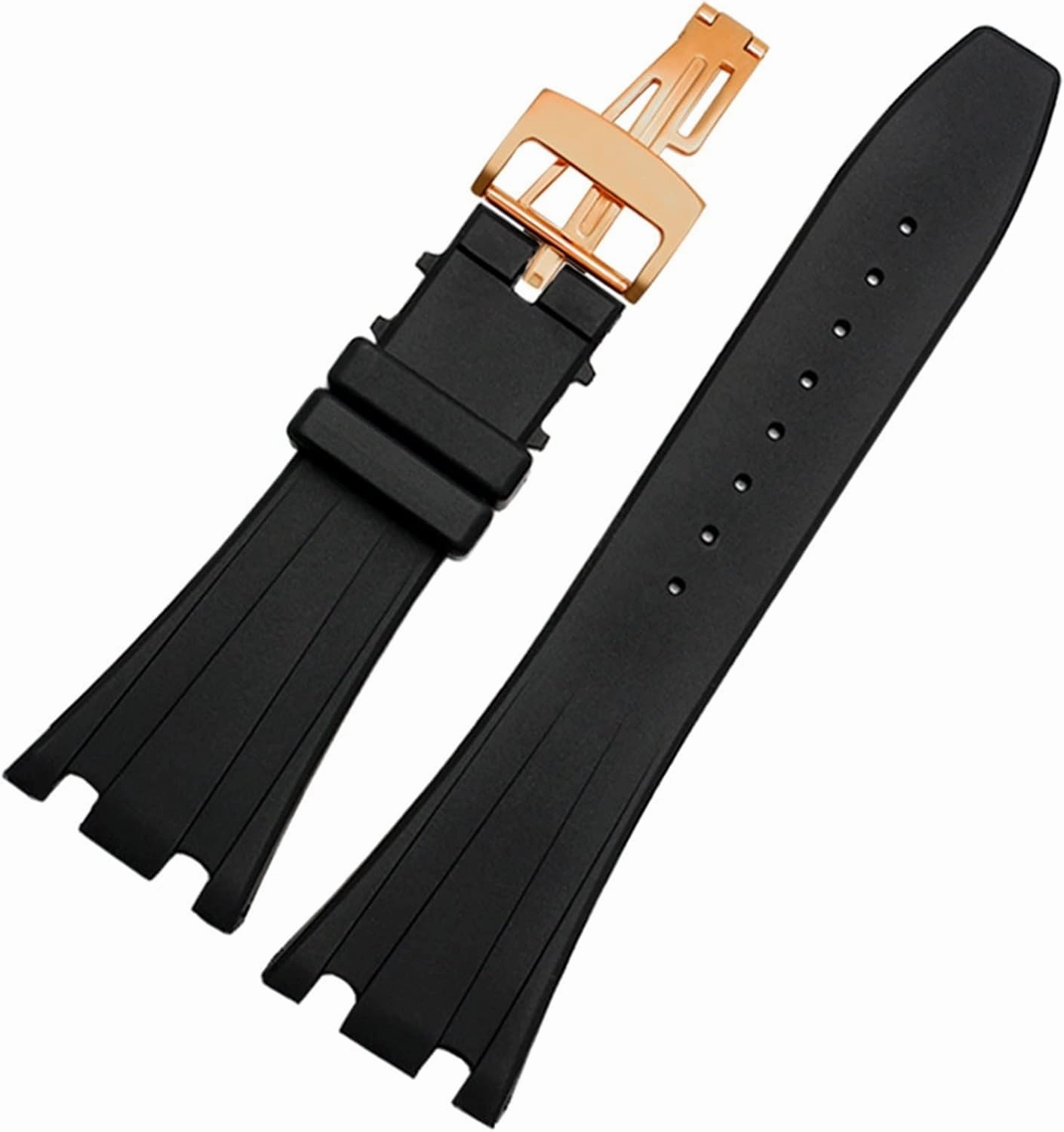 28mm Black Soft Silicone Rubber Watch Strap Bracelet Wristband for AP Royal Oak Watchband Belt 40mm 42mm (Color : A- Black Gold, Size : 28mm)