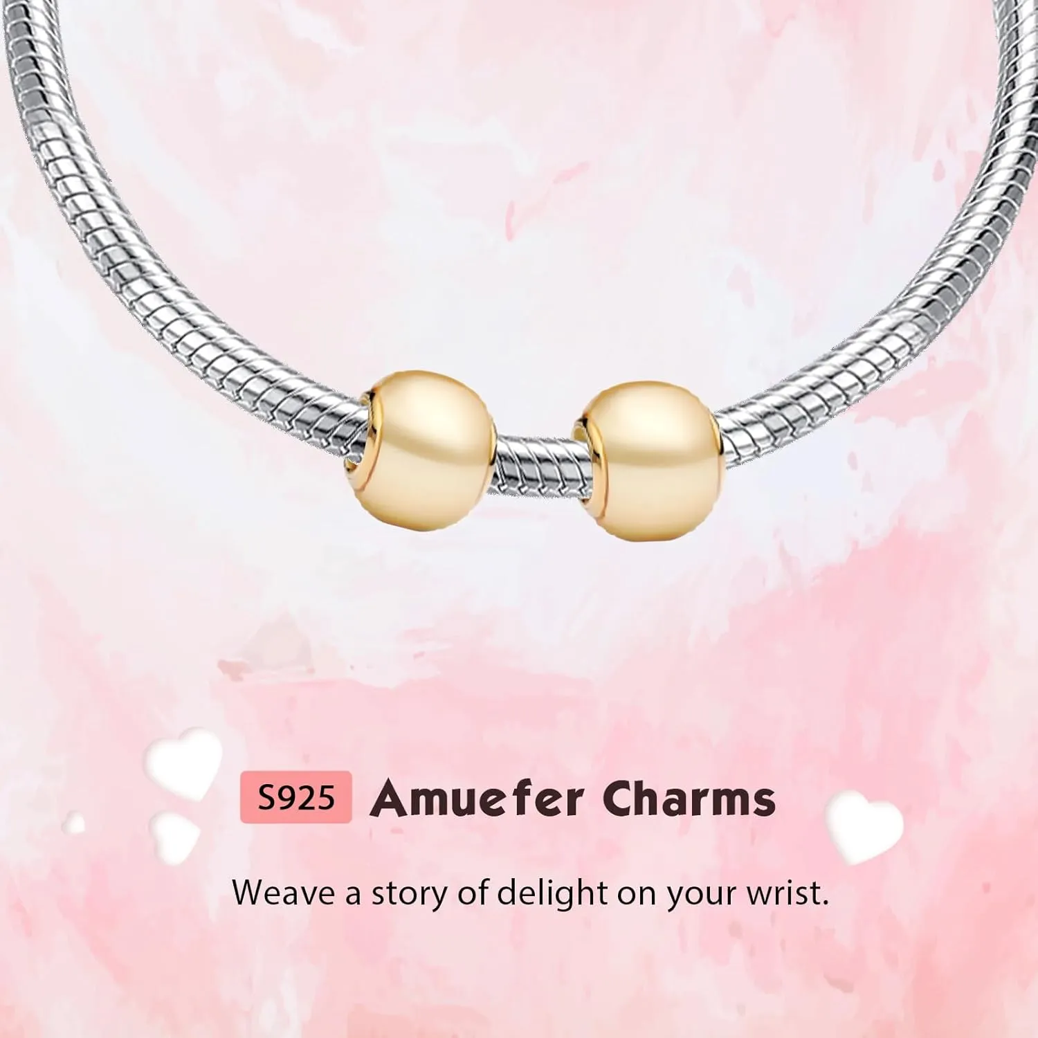 2Pcs Clip Charms for Bracelets 925 Sterling Silver with Cubic Zirconia Shell Pink Pavé Family Always Stopper Birthday Christmas Jewelry Gifts for Women