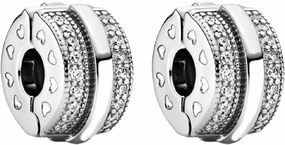 2Pcs Clip Charms for Bracelets 925 Sterling Silver with Cubic Zirconia Shell Pink Pavé Family Always Stopper Birthday Christmas Jewelry Gifts for Women