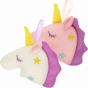 2Pcs Unicorn Bath Sponge Pouf Exfoliating Loofah for Gentle Skin Cleansing White Pink Cartoon Bath Ball for Adults Comfortable Grip Relaxing Shower Experience