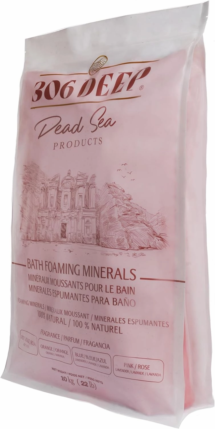 306 Deep Dead Sea Bath Salts Foaming Minerals - Pink Dead Sea Coarse Mineral for Soaking with Lavender Essential Oils, Alternative to Magnesium Flakes and Epsom Salt, Relaxing Bath Products
