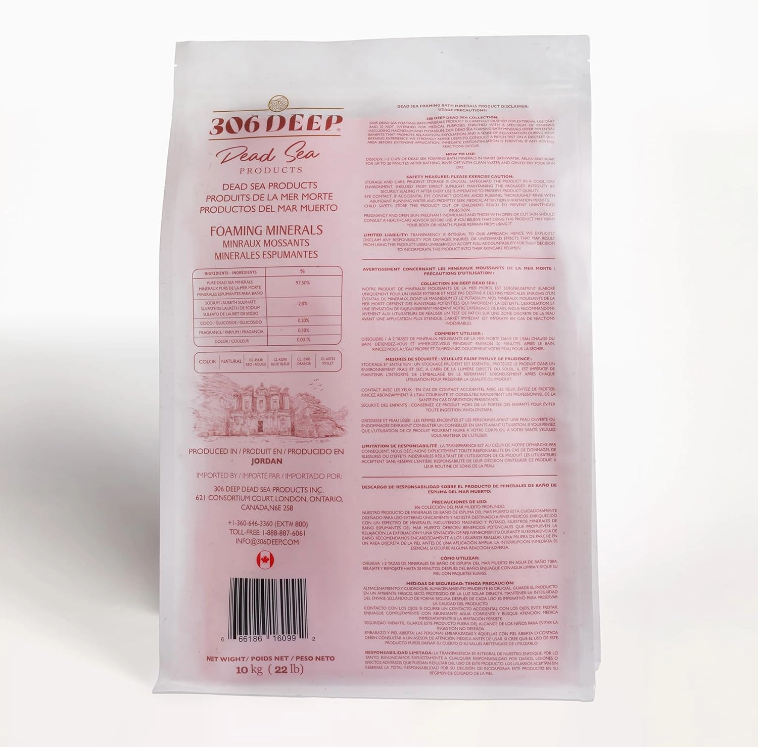 306 Deep Dead Sea Bath Salts Foaming Minerals - Pink Dead Sea Coarse Mineral for Soaking with Lavender Essential Oils, Alternative to Magnesium Flakes and Epsom Salt, Relaxing Bath Products