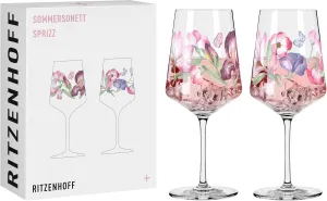 3461008 Aperitif Glass 500 ml Set of 2 Summer Sonett Series Leaves Flowers Design Made in Germany