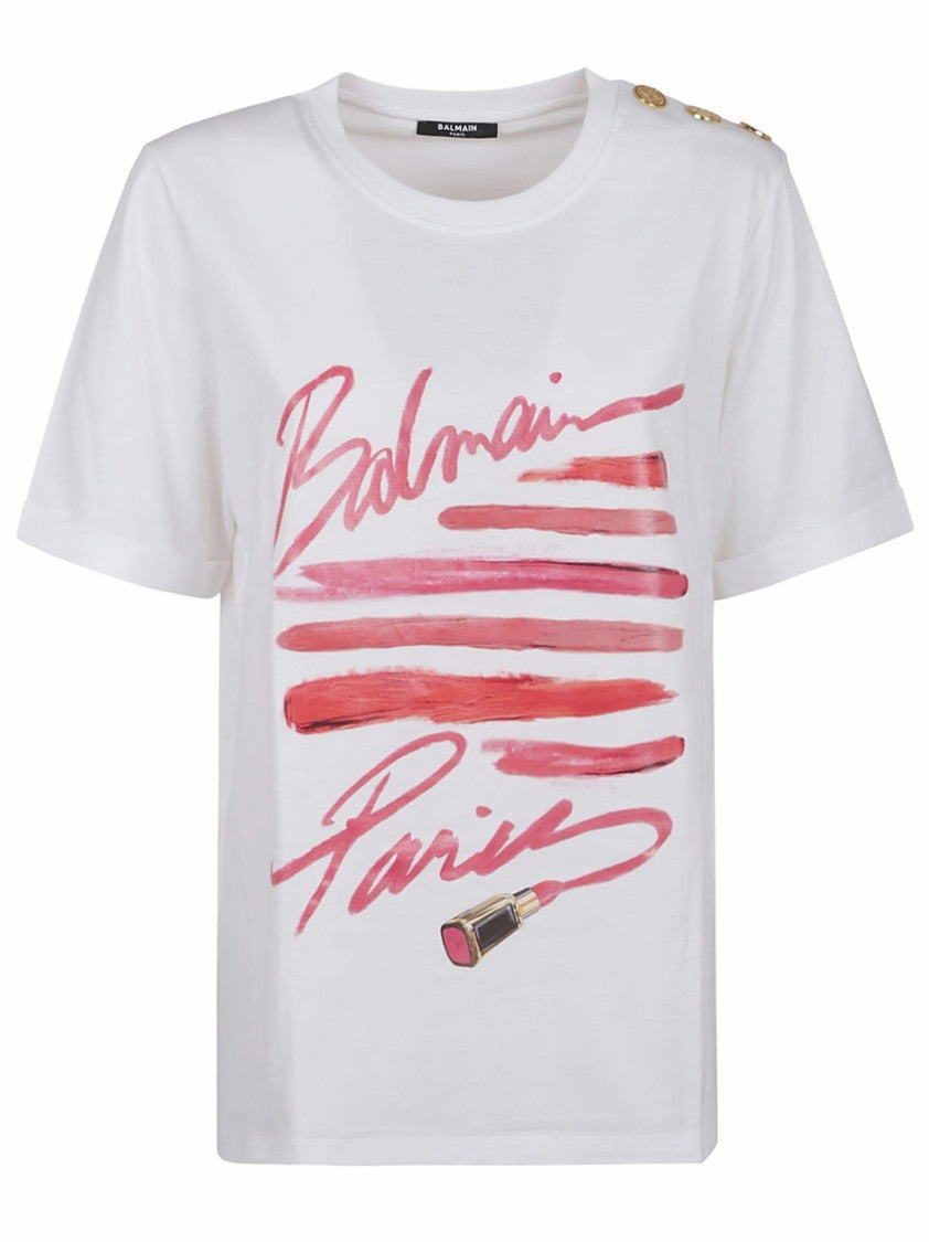 3 Btn Lipstick Print T-Shirt