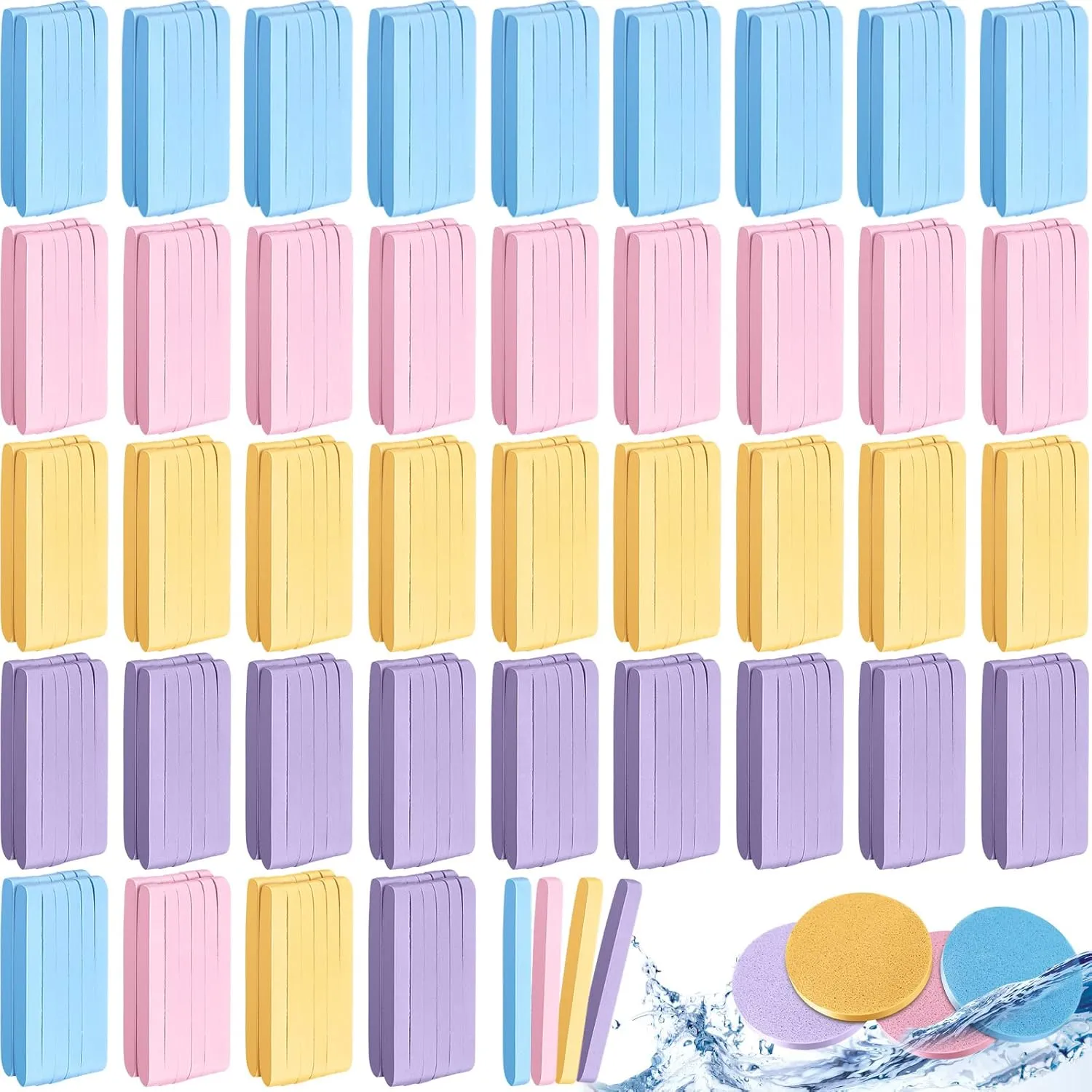 480 Count Compressed Facial Sponges Makeup Removal Round Face Wash Sponge Reusable for Cleansing Exfoliating PVA Spa Facial Pads for Women Esthetician Beauty Remover Supplies(Yellow,purple,blue,pink)
