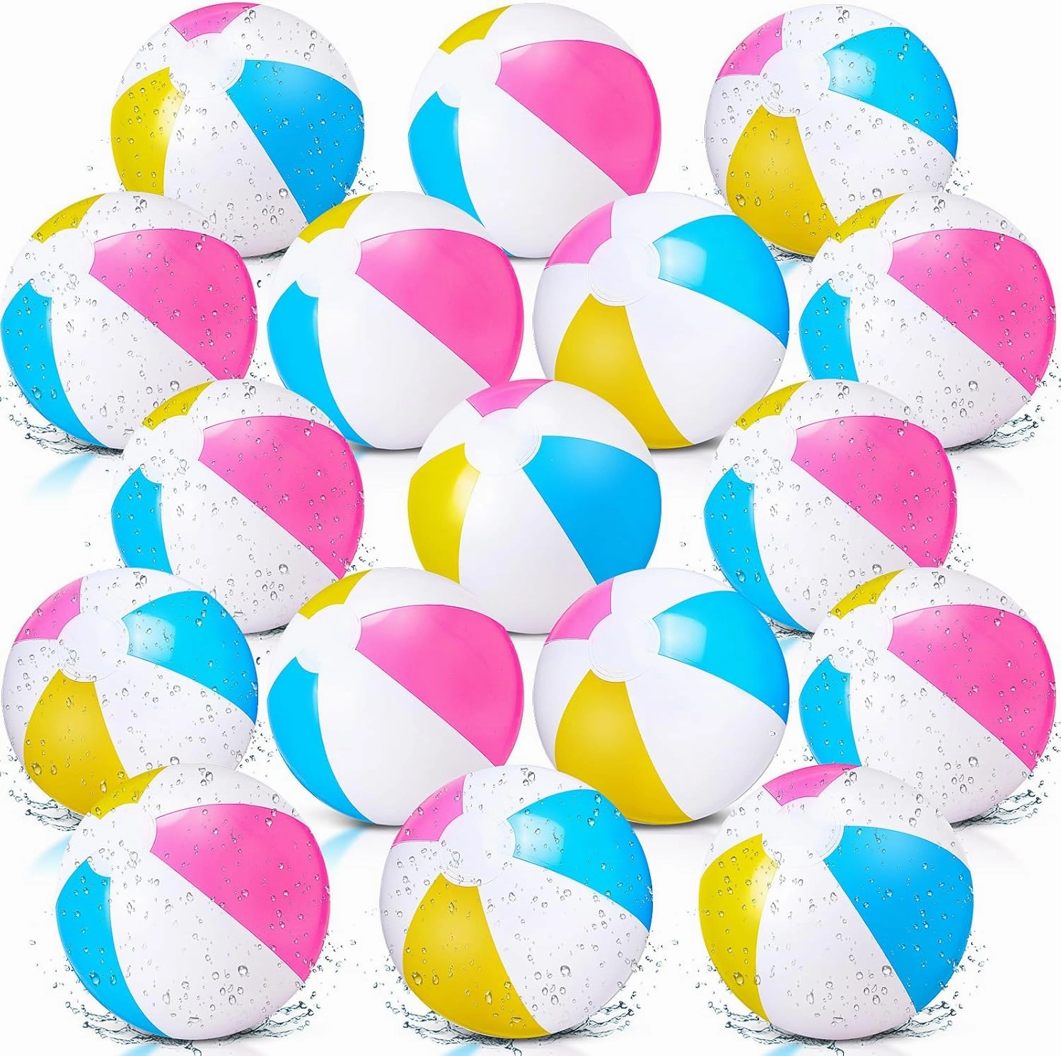 48 Pack 12 Inch Inflatable Beach Balls Bulk Pool Game Balls Balloons Colored Beach Toys Gifts for Boys Girls Games Birthday Party(Pink White Yellow Blue)